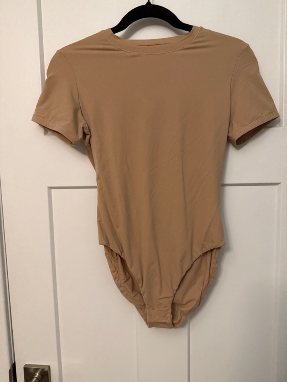 Skims Neutral Tan nude Short-Sleeve One-Piece Bodysuit